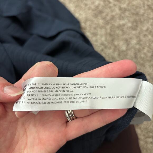 En Saison Milkmaid Smocked Midi Sundress Dress Babydoll Navy Blue Tiered Gauze L - Picture 4 of 13